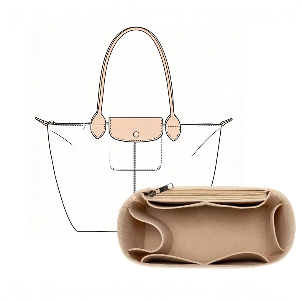 Wallets - ที่จัดระเบียบกระเป๋า แผ่นรองกระเป๋าผ้าสักหลาด ที่แบ่งช่องกระเป๋าโท้ทสำหรับเก็บเครื่องสำอางผู้หญิง ที่จัดทรงเครื่องสำอาง
