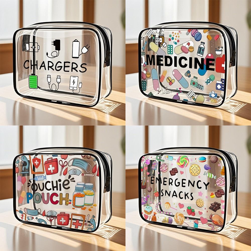 Cosmetic Bags - กระเป๋าเครื่องสำอางดีไซน์ทันสมัย ความจุเยอะ ลายยา มองเห็นของด้านใน พกพาสะดวก น้ำหนักเบา